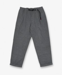 WOOL BLEND TUCK TAPERED PANTS HEATHER CHARCOAL