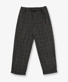 WOOL BLEND TUCK TAPERED PANTS GLEN CHECK GREY