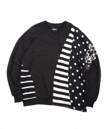 Mixed Fabrics Oversized Sweatshirt [Black]