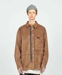 ZIP SNAP SUEDE OVER SHIRTS CAMEL