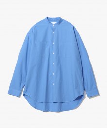 Banded Collar Long Shirts [Sax Blue]