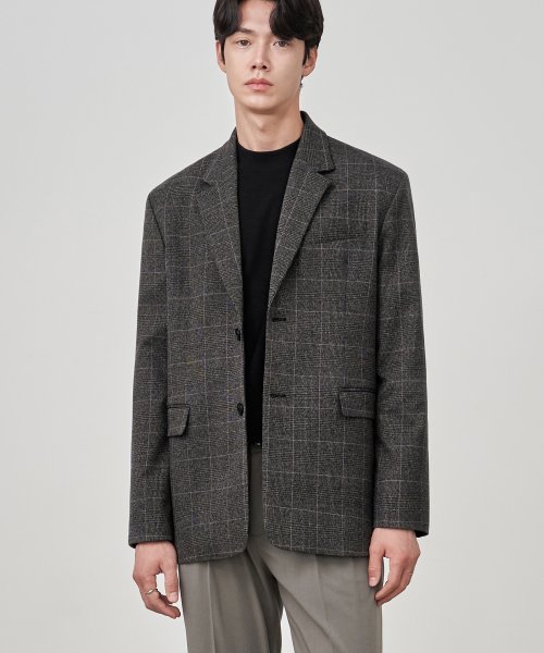 MUSINSA | DRAWFIT oversized modern check blazer