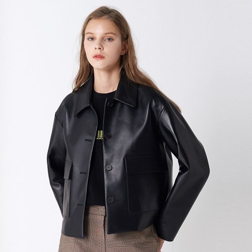 LAMB SKIN укороченная POCKET пиджак черный