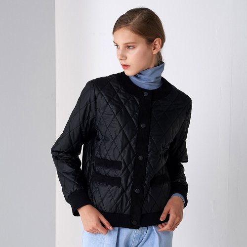 ROUND-NECK QUILTING JUMPER черный