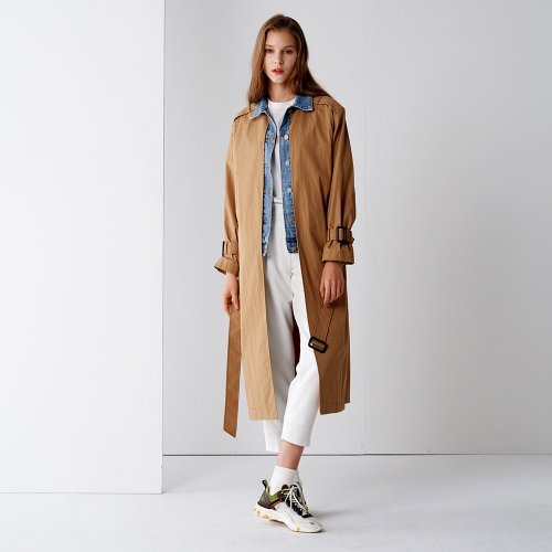 DENIM MIX TRENCH COAT бежевые