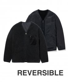 Reversible Boa Fleece Jacket - Black