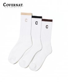 C LOGO 3PACK SOCKS BEIGE/BROWN/BLACK