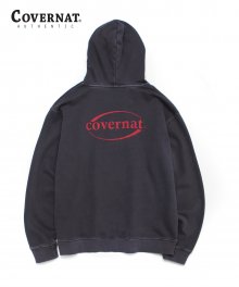 PIGMENT DYED SERIF LOGO HOODIE CHARCOAL