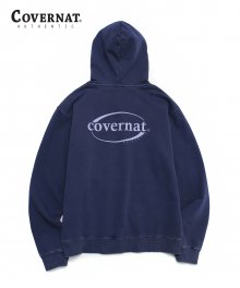 PIGMENT DYED SERIF LOGO HOODIE NAVY