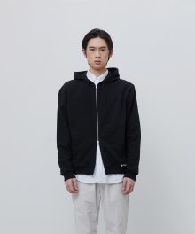 FINEST COTTON ZIP UP HOODIE-BLACK