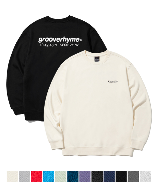 그루브라임(grooverhyme) [2PACK]유니) C100 3단쭈리 - LOCATION 맨투맨 (세미오버핏)(12COLOR)[LRARCTM702P]