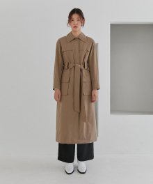 POCKET TRENCH COAT WOMEN [DARK BEIGE]