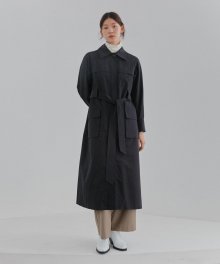 POCKET TRENCH COAT WOMEN [BLACK]