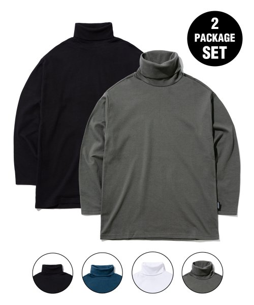 그루브라임(grooverhyme) [패키지] DAILY TURTLE NECK T-SHIRTS (WHITE/BLACK/CHARCOAL/NAVY) [GLT602H33]