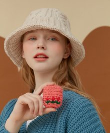FLOWER KNIT AIRPODS CASE_coral