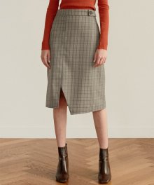 960 check unbal skirt (brown)