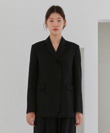 HIDDEN BUTTON SINGLE BLAZER WOMEN [BLACK]