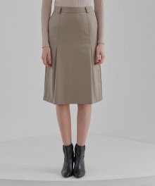 TUCK MIDI SKIRTS WOMENS [DARK BEIGE]