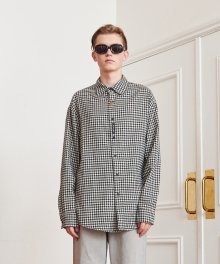 GINGHAM CHECK LONG SLEEVE SHIRT (BLACK)