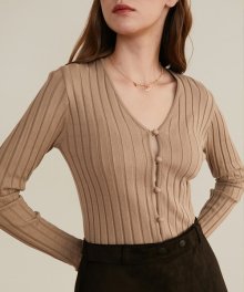 969 slimfit rib cardigan (cocoa)