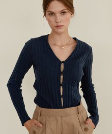 970 slimfit rib cardigan (indigo blue)