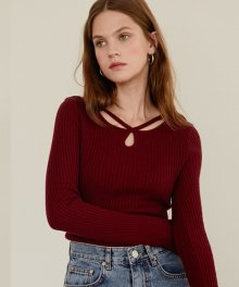 971 line point knit (burgundy)