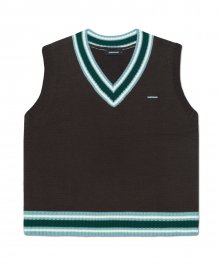 SOMEPIC KNIT VEST - BROWN