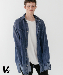 Overfit denim long jacket_blue