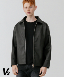 Overfit minimal leather blouson