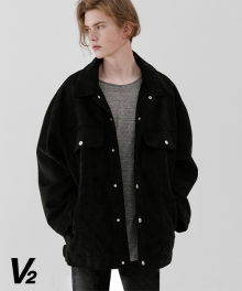 [UNISEX] Overfit suede trucker jacket_black