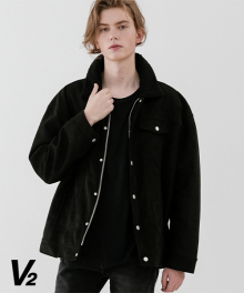 Overfit suede wool rider jacket_black