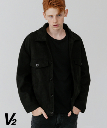 [UNISEX] Suede big button jacket_black