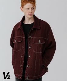 [UNISEX] Wool cross trucker jacket 2_wine