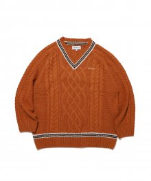 DEFAULT V-NECK KNIT(BROWN)