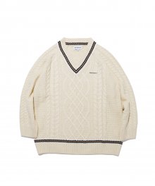 DEFAULT V-NECK KNIT(IVORY)