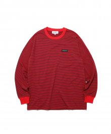 LABEL STRIPE LONG SLEEVE(RED)