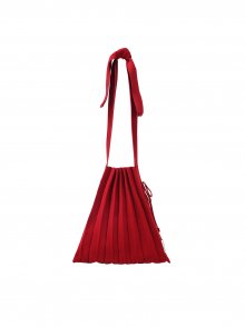 Lucky Pleats Knit M Half & Half Crimson Red