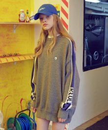 (KT-19712) SLEEVE TAPE KNIT PULLOVER GRAY