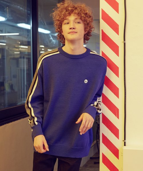 알엘오엘() (KT-19712) SLEEVE TAPE KNIT PULLOVER BLUE 상품 이미지