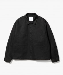 Chino Hidden Button Short Jacket [Black]