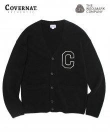 COVERNAT X TWC C LOGO KNIT CARDIGAN BLACK