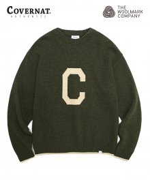 COVERNAT X TWC KNIT C LOGO CREWNECK OLIVE