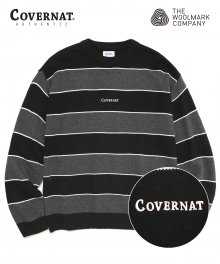 COVERNAT X TWC MULTI STRIPE KNIT CREWNECK BLACK