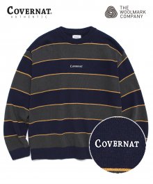 COVERNAT X TWC MULTI STRIPE KNIT CREWNECK NAVY