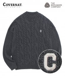 COVERNAT X TWC C LOGO MOCK-NECK KNIT CHARCOAL