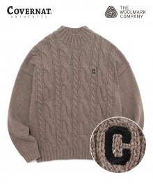 COVERNAT X TWC C LOGO MOCK-NECK KNIT BROWN