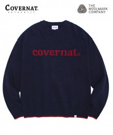 COVERNAT X TWC COOPER LOGO KNIT CREWNECK NAVY