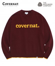 COVERNAT X TWC COOPER LOGO KNIT CREWNECK BURGANDY