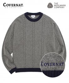 COVERNAT X TWC CABLE KNIT CREWNECK GRAY