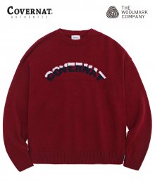 COVERNAT X TWC SNOW LOGO KNIT CREWNECK BURGANDY